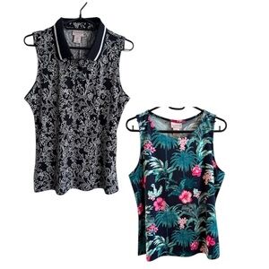 Tommy Bahama Women’s 2 Pair Sleeveless Tops - Black and Multicolor
